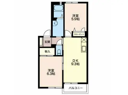 クレセールA(2DK/2階)の間取り写真