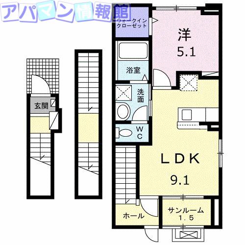 グランフォルム B(1LDK/3階)の間取り写真