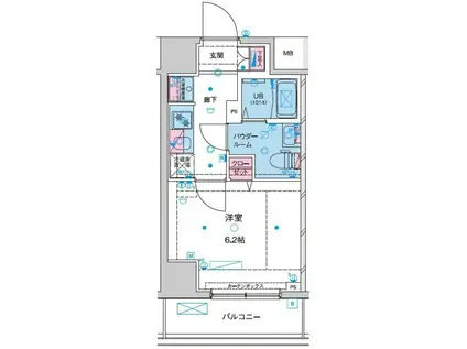 GENOVIA京成立石IISKYGARDEN(1K/7階)の間取り写真