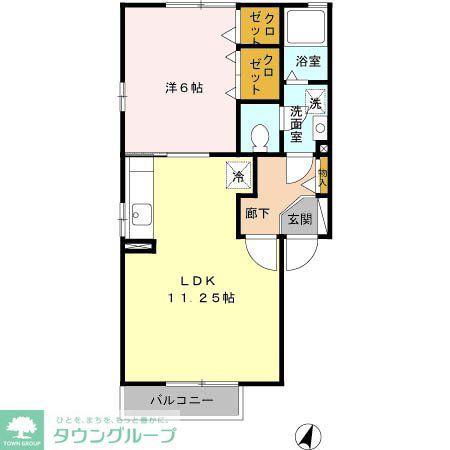 ウィルモア開平(1LDK/2階)の間取り写真