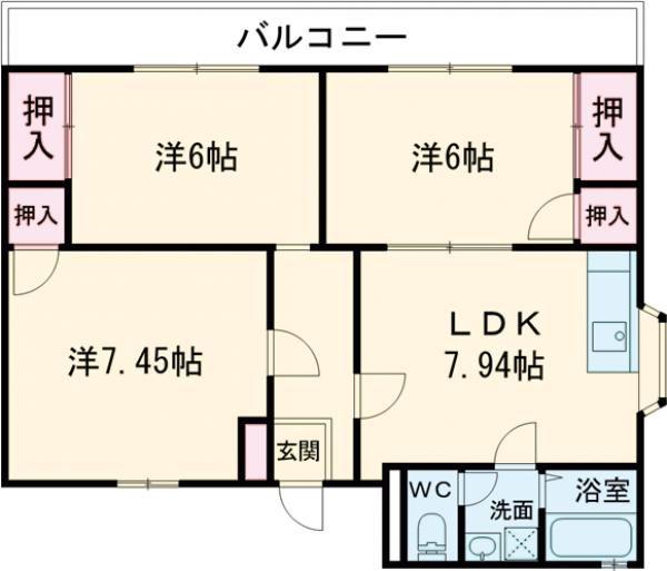 TRハイツ(3LDK/3階)の間取り写真