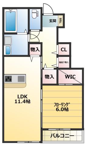 ル・シエル(1LDK/1階)の間取り写真