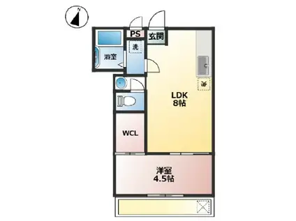 ビタミンテラス上筒井(1LDK/3階)の間取り写真