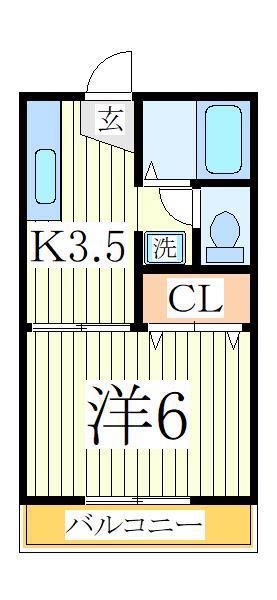 ワンダーヒル豊四季(1K/2階)の間取り写真