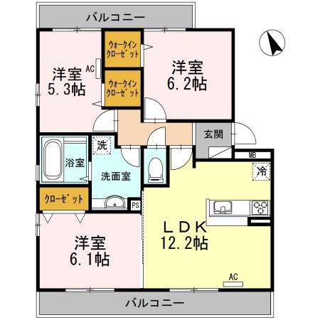 ラフィーナ(3LDK/3階)の間取り写真