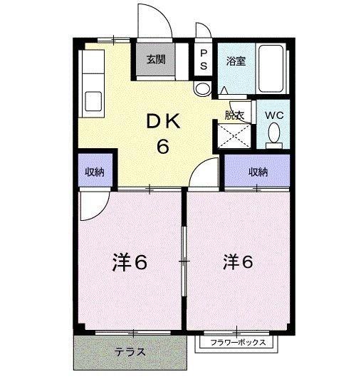 シティハイツカメリア(2DK/1階)の間取り写真
