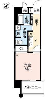 ドミール春日野道N(1K/10階)の間取り写真