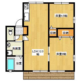セレーノ邑久A(2LDK/1階)の間取り写真