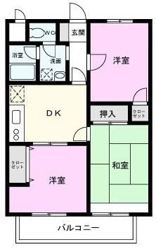 旗家マンションルノワール(3DK/2階)の間取り写真