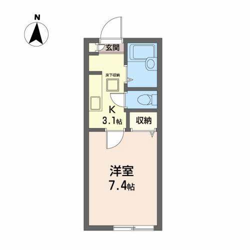 ESTUDIO貝ヶ森(1K/1階)の間取り写真