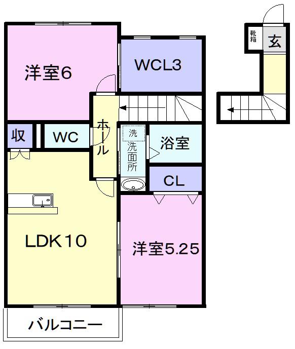 TIFFANY サウス(2LDK/2階)の間取り写真