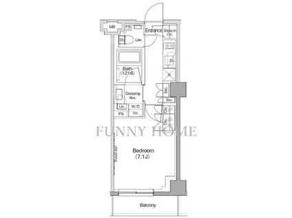 ザ・パークハビオ神泉(1K/1階)の間取り写真