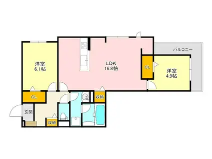 D-RESIDENCE西野A棟(2LDK/3階)の間取り写真