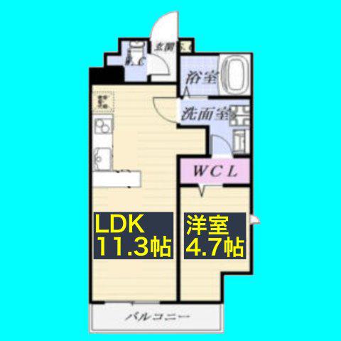 パークレジデンス汐路町(1LDK/6階)の間取り写真