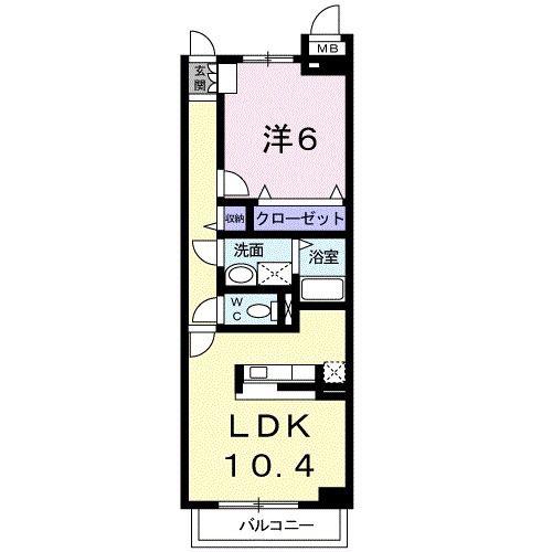 ラルジュ西金ケ崎(1LDK/4階)の間取り写真