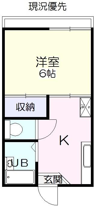 メイブル弐番館(1K/2階)の間取り写真