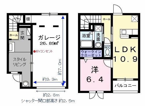 ベルシェールI(1LDK/1階)の間取り写真