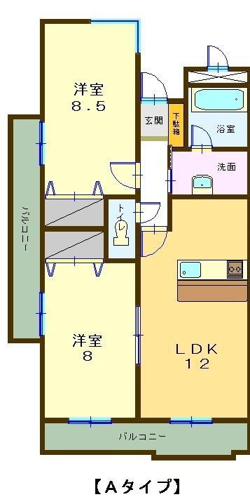 パークヒルズ大岡(2LDK/3階)の間取り写真
