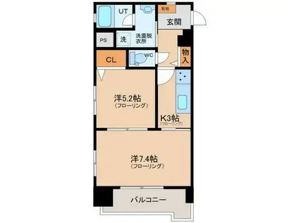 EVER GREEN 顕徳(2K/2階)の間取り写真