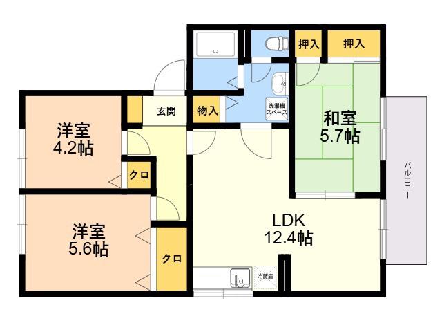 セジュール・ウィング B棟(3LDK/2階)の間取り写真