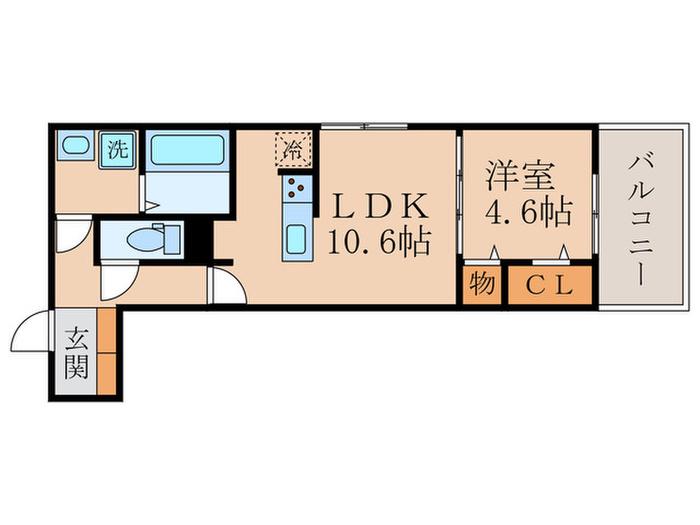 D‐ROOM丹波橋(1LDK/3階)の間取り写真