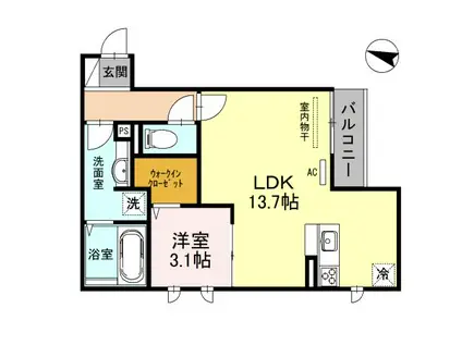 クオーレ(1LDK/2階)の間取り写真
