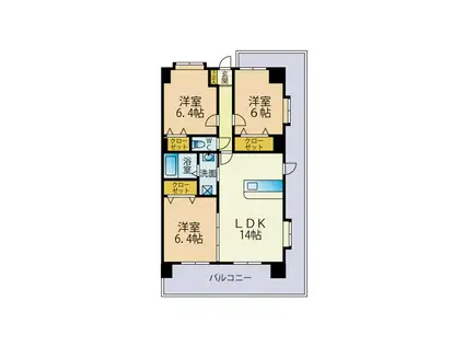 ルシオール次郎丸(3LDK/2階)の間取り写真