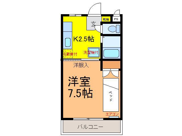 塚原コーポI(1K/1階)の間取り写真