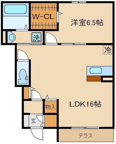 ステラB(1LDK/1階)の間取り写真