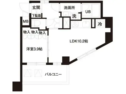 レジディア白金高輪(1LDK/4階)の間取り写真