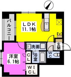 ユーケーアベニュー(1LDK/2階)の間取り写真