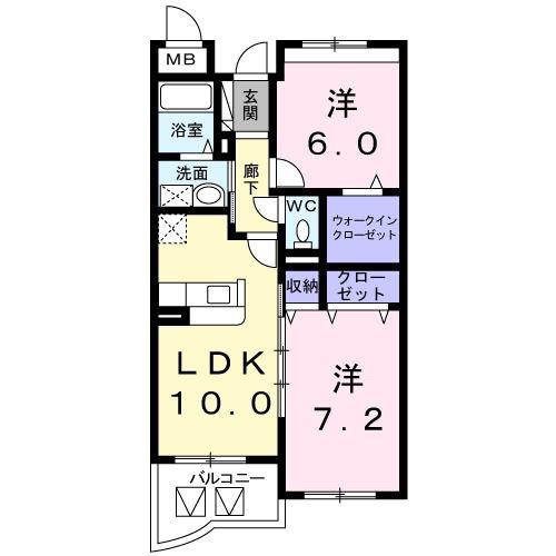 アルフレンテ(2LDK/2階)の間取り写真