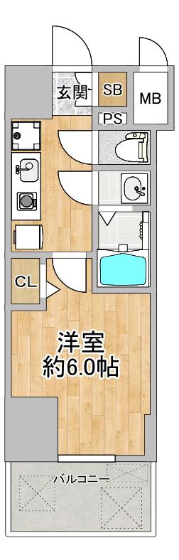 プレサンス塚本アクミリオン(1K/14階)の間取り写真