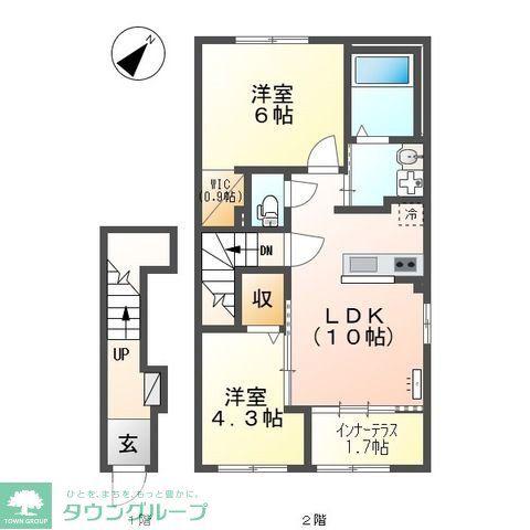 シャルール(2LDK/2階)の間取り写真