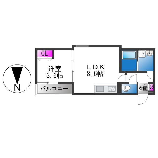 D PORTA REFINARD(1LDK/3階)の間取り写真