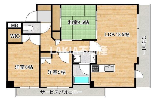アンビエントフレア美章園(3LDK/13階)の間取り写真