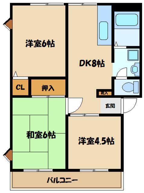 サニーヒル三田(3LDK/3階)の間取り写真