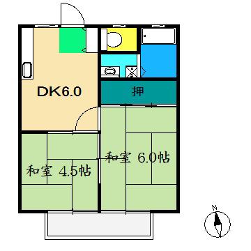 司ハイツ(2DK/2階)の間取り写真
