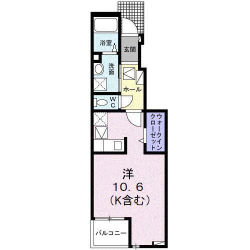 アトリアII(ワンルーム/1階)の間取り写真