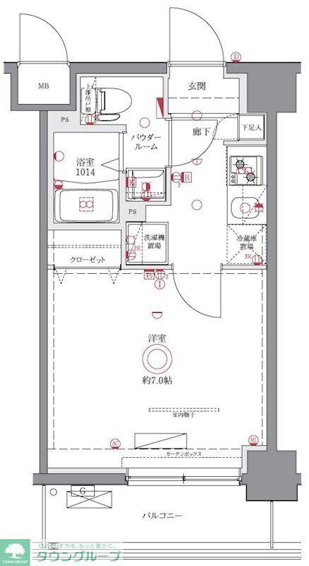 GENOVIA西川口II(1K/3階)の間取り写真