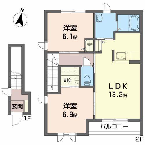 フレンドホープU(2LDK/2階)の間取り写真