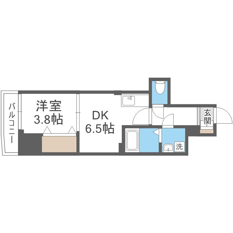GARDENIA城東(1DK/1階)の間取り写真