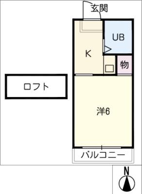 フローラ塩釜口(1K/2階)の間取り写真