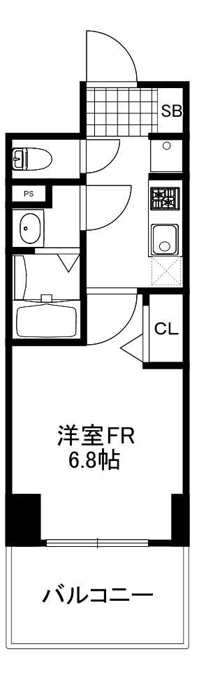 プレサンス神戸セレスティア(1K/8階)の間取り写真
