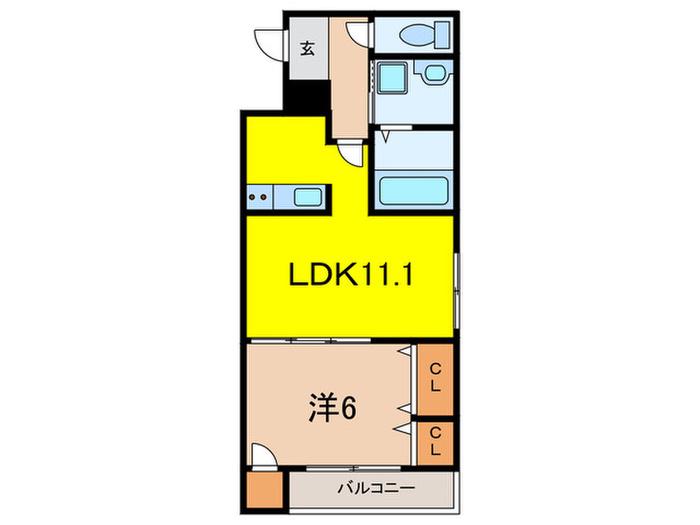 エクシーレ逆瀬川(1LDK/2階)の間取り写真