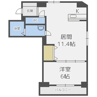 S-FORT南郷通(1LDK/9階)の間取り写真
