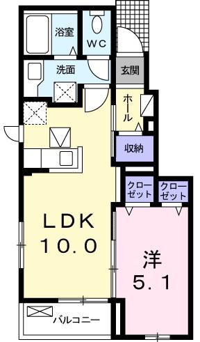 SENT LEO(1LDK/1階)の間取り写真