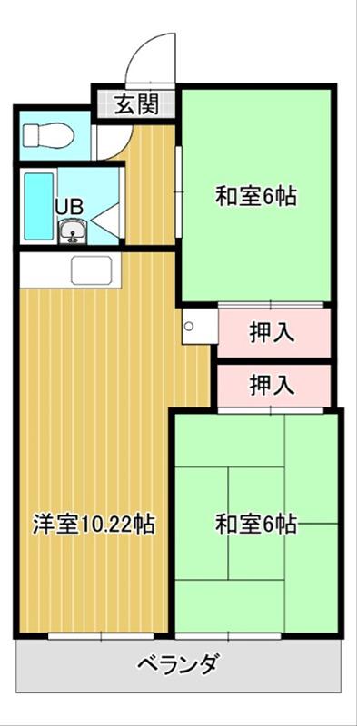 桑島ビルA(2LDK/8階)の間取り写真
