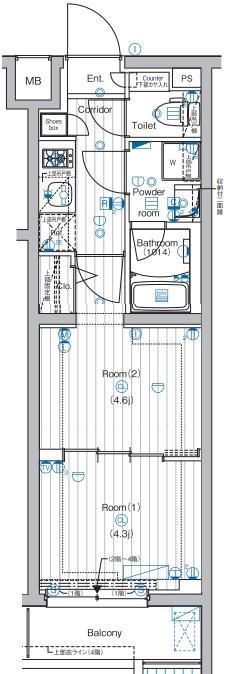 PREMIUM CUBE 中野(2K/3階)の間取り写真