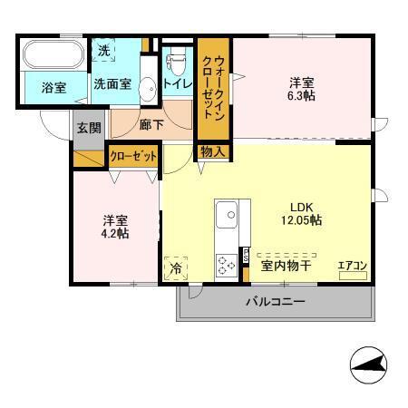 GRANDBONHEUR(2LDK/2階)の間取り写真